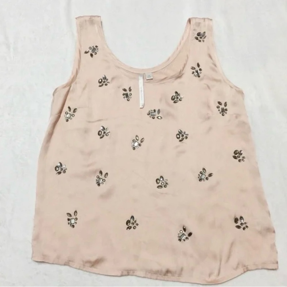 LC Lauren Conrad Jeweled Tank Top Blouse, Pale Pink/gray, size XS